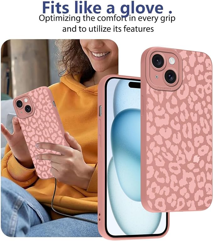Cute Pink Cheetah Print Phone Case for iPhone 15 6.1" | Aesthetic Leopard Pattern Design Cover Full Camera Lens Protective Shockproof Soft Slim TPU Funda for Women Girls - Image 7