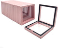 12 PCS Dual-Color Packaging Box 3D Floating Frame Display Stand, Color-Matching Packaging Display Box, Transparent Window Jewelry Case, PE Film Anti-Oxidation Storage Case. (Pink+Black) by Unknown