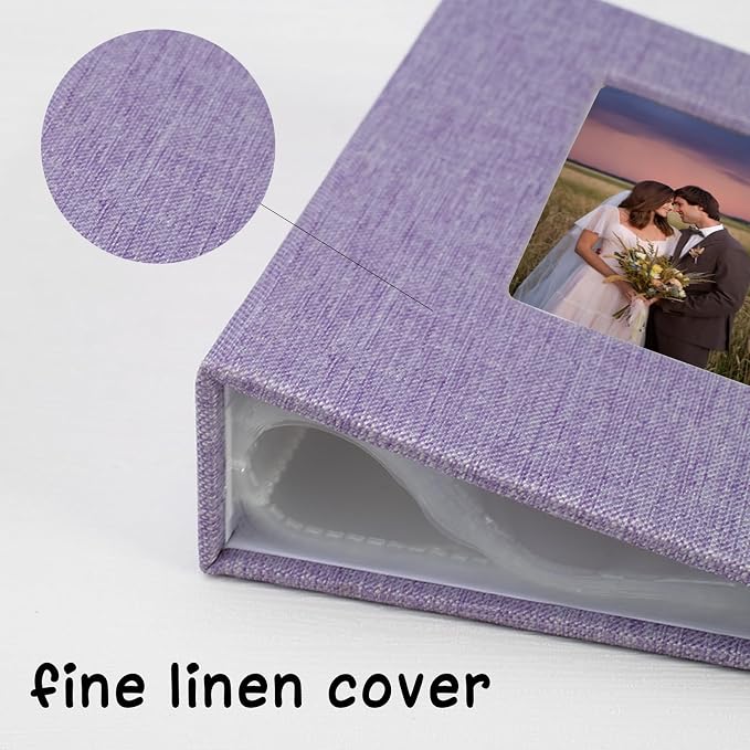 Small Photo Album 5x7 Linen Picture Book, Each Mini 26-Page Album Holds 52 Photos, Art Presentation Folder for Postcards & Picture Storage - Image 3