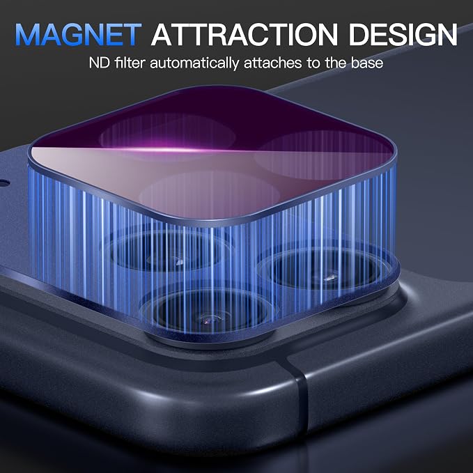 Suoman for iPhone 17 Pro Max Camera Lens Protector, ND Filter Lens Film | Magnetic Tempered Glass Lens Film, Strong Adsorption, HD Clear, All-in-one Metal Camera Screen,Blue - Image 6