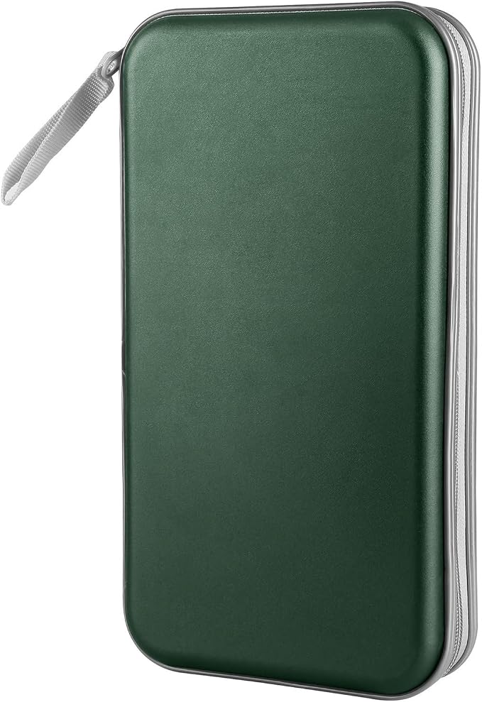 Siveit CD/DVD Case Holder, 80 Capacity Hard Plastic Disc Cases Storage Binder for Car, Home, Office, Travel (Dark Green) by Siveit