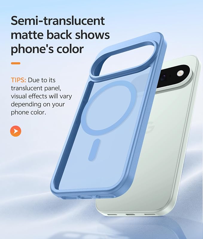 FNTCASE for Google Pixel 11 Pro Case / Pixel 11 Case, with Screen Protector | Fit for Magsafe, Translucent Matte, 14FT Military Grade Drop Protection, Shockproof Protective Phone Cover, Light Blue - Image 5