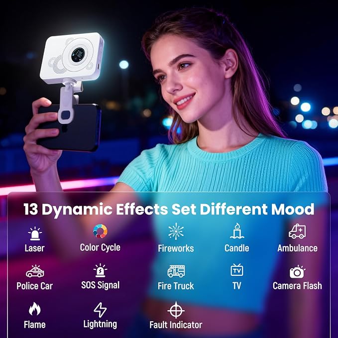 RGB Video Light, 80 LED Portable Camera Light, 360° Full Color Photography Lighting, 2700-7500K CRI 95+, 13 Light Modes for Phone, DSLR Video Recording, Vlog, YouTube Game Live Streaming - Image 3
