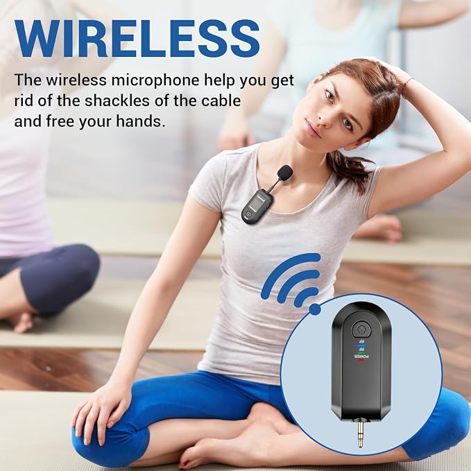 Depusheng 2.4G Wireless Microphone Headset,Lavalier and Handheld Mic 160ft Range,with 1/8''&1/4'' Plug for PA System,Voice Amplifier (One lavalier Microphone) - Image 2