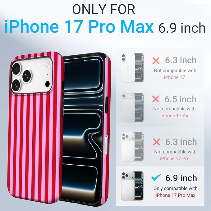 TPU Phone Case for iPhone 17 Pro, MagSafe Wireless Charging Compatible, Shockproof Slim Fit Protective Cover with Anti-Yellowing & Raised Camera Protection (Stripes 4, iPhone 17 Pro(6.3")) - Image 2