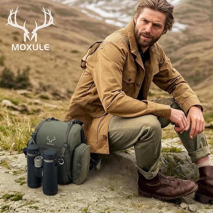 MOXULE Binocular Harness Chest Pack: Bino Case with Rangefinder Pocket | Silent magnetic lid, one-handed access, rain cover, MOLLE webbing for hunting hiking bird watching - Image 6