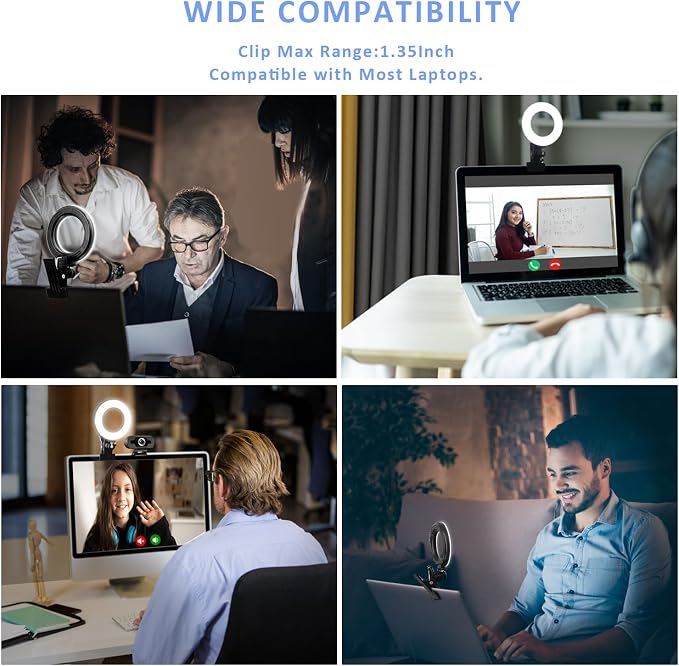 Video Conference Lighting Kit， Ring Light for Computer | Clip on Light Reading Lights, 360 ° Flexible Gooseneck Bed Night Light ， Laptop Video Conferencing - Image 3