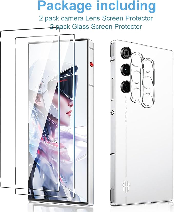 Anoowkoa 2 Pack for RedMagic 10 Air Screen Protector + [2 Pack] Red Magic 10 Air Camera Lens Tempered Glass Protector.9H Hardness.Support Fingerprint Unlock Bubble-Free.Easy Installation - Image 4