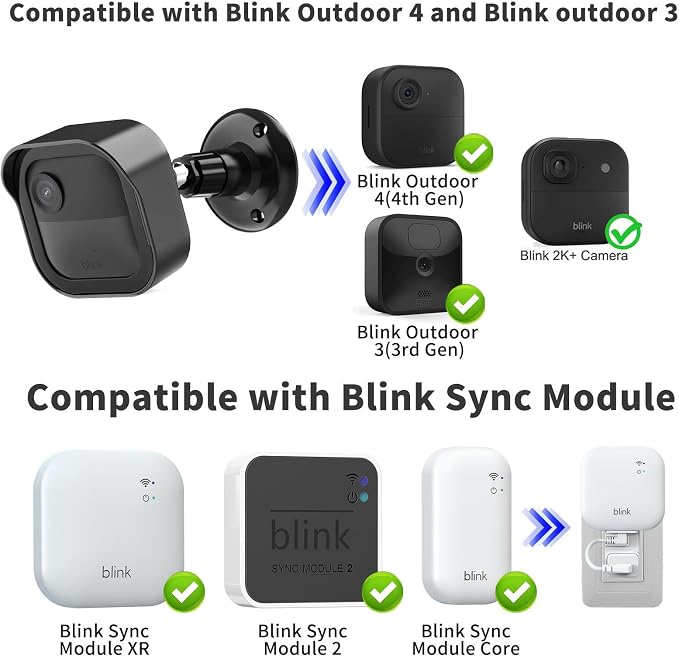 All-New Blink Outdoor Camera Cover for Blink Outdoor 4/2K+ Camera/3rd Gen | 3 Pack Protective Blink Covers, 360° Adjustable Wall Mount, with Blink Sync Module Mount, Black - Image 2