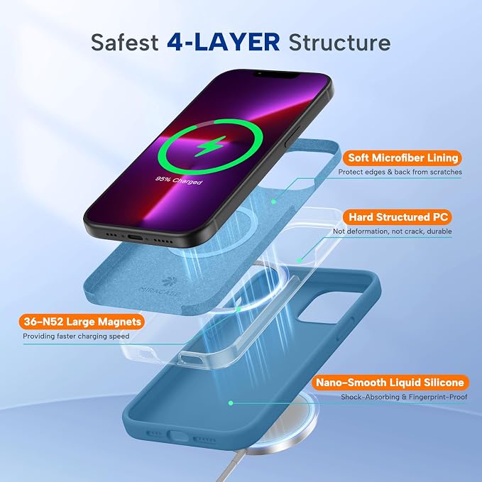 Miracase Magnetic for iPhone 15 Pro Case, Silicone, Soft Microfiber Lining - Image 3