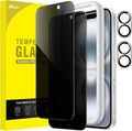 JETech Privacy Screen Protector for iPhone 16, 2+2 Pack | Anti-Spy Tempered Glass, with Camera Lens Protector, Easy Installation Tool by JETech