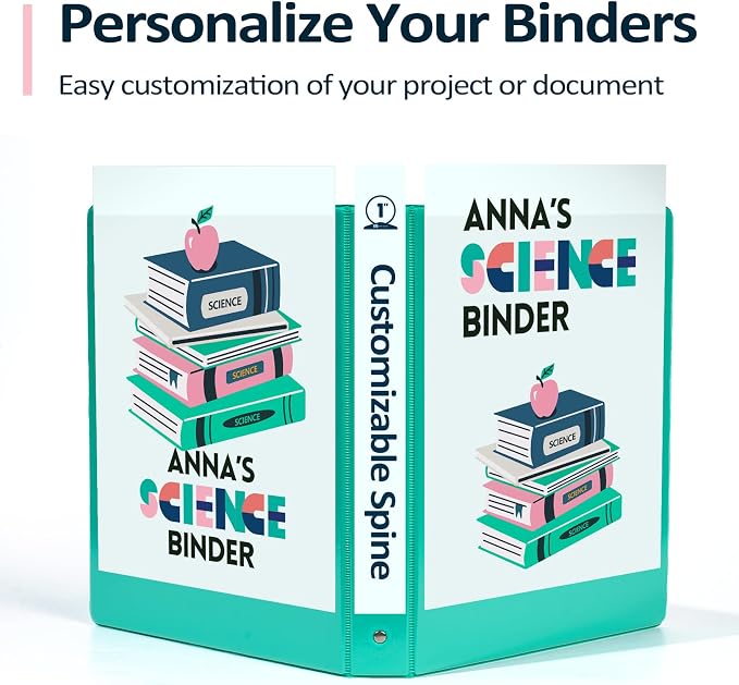BinderX 3 Ring Binder 2 Inch, 2" Clear View Binder, Aqua Blue, Letter /A4 | Extra Durable, PVC-Free, Customizable, Interior Pockets, 450-Sheet Capacity, Eco-Friendly, Reinforced Hinge, School, Office - Image 5