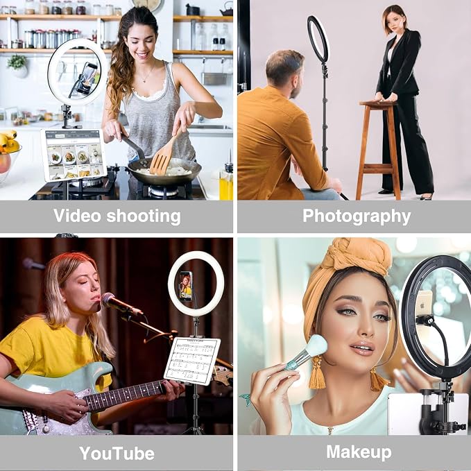 Elitehood 12’’ Ring Light with Tripod Stand (72’’ Tall) & iPad/Phone Holder | Dimmable Selfie Circle LED Lights Ringlight for Video Recording, Conference, Makeup, Laptop, Computer, Webcam, YouTube - Image 8