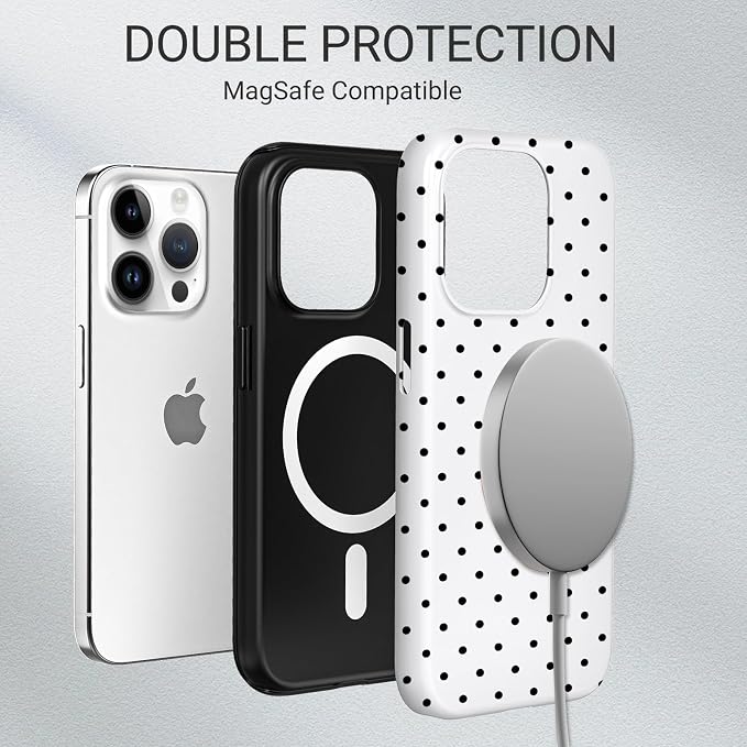 TPU Phone Case for iPhone 15 Pro Max, MagSafe Wireless Charging Compatible, Shockproof Slim Fit Protective Cover with Anti-Yellowing & Raised Camera Protection (Polka dot 8, iPhone 15 Pro Max) - Image 6
