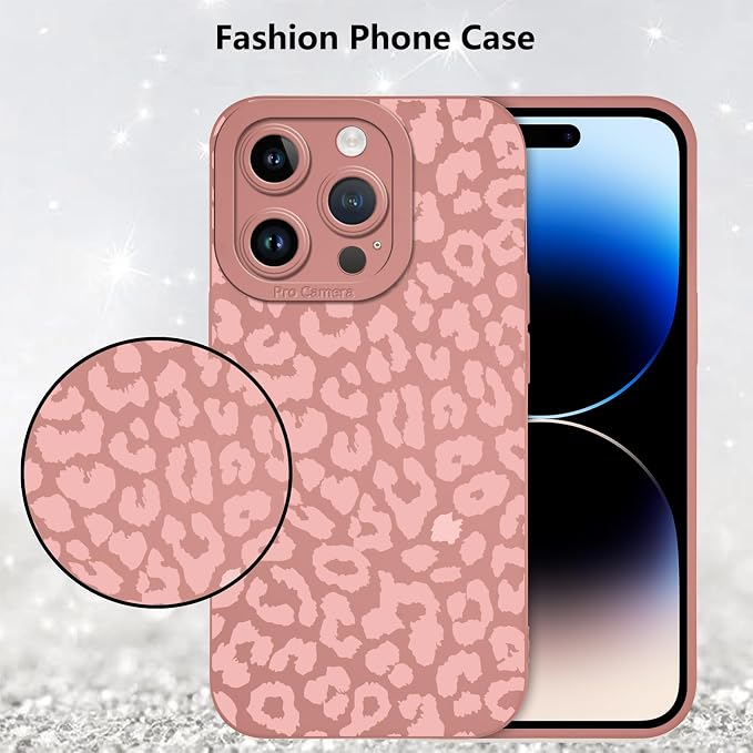 Cute Pink Cheetah Print Phone Case for iPhone 14 Pro 6.1" | Aesthetic Leopard Pattern Design Cover Full Camera Lens Protective Shockproof Soft Slim TPU Funda for Women Girls - Image 6