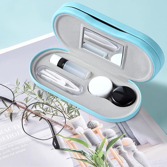 AITIME 2 in 1 Contact Lens and Glasses Case Combo,Contact Travel Case Kit | Double Sided Eye Contact Case with Remover Tool,Storage Organizer Accessories,Cute Eyeglasses Case with Contact Holder - Image 2