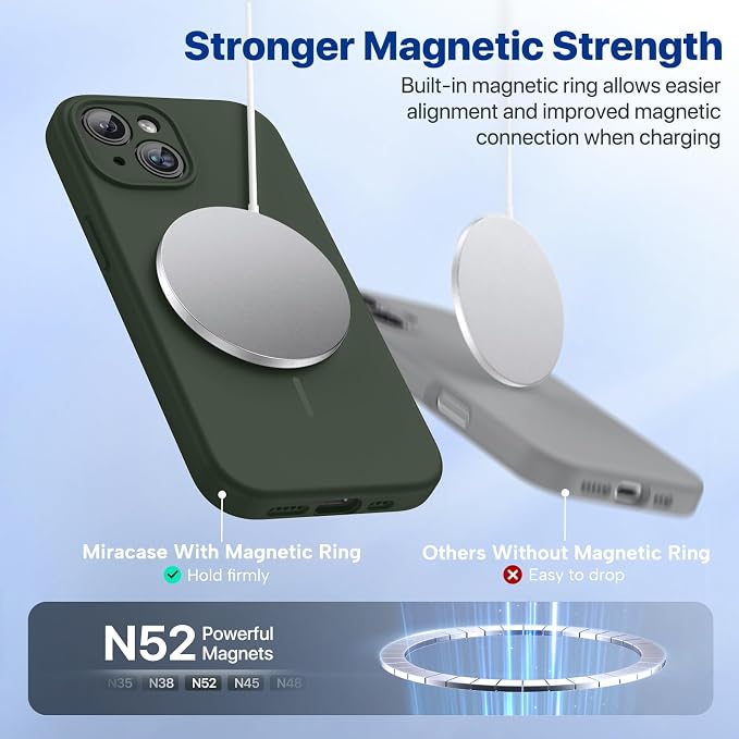 Miracase Silicone & Magnetic for iPhone 15 Plus Case, Dark Green | Compatible with MagSafe, Soft Microfiber Lining, Liquid Silicone Case Shockproof Drop Protection Phone Case for 15 Plus - Image 4