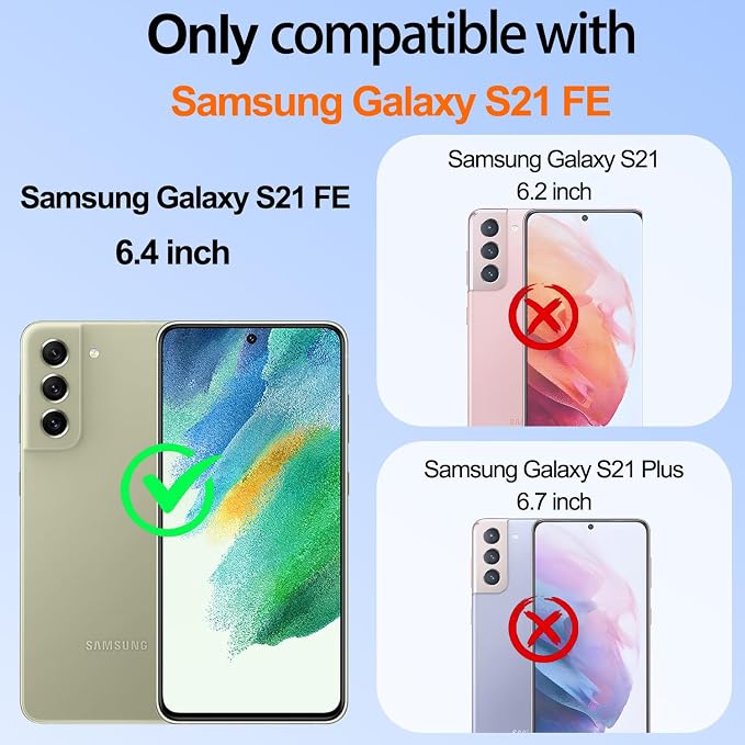 Gritup for Samsung Galaxy S21 FE 5G Case with 2PCS Screen Protector, Build in 360° Rotating Ring Kickstand, Military Grade Protective Case for S21 FE Phone, Green - Image 2