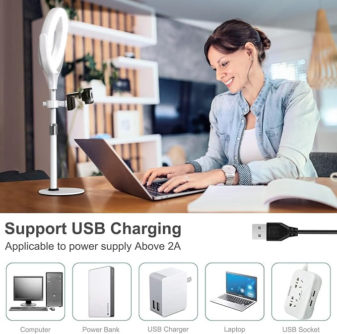 8 inch Desk Ring Light with Stand, Adjustable Zoom Lighting for Computer | Circle Light for Video Conference, Zoom Calls, Virtual Meeting, Video Recording, Streaming, Podcast, Webcam - Image 7