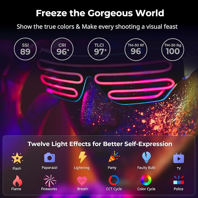 SmallRig RC 60C RGB LED Video Light, Portable Continuous Output Lighting | APP Control, 3400mAh Battery, 45min Runtime, 2500-10000K for Photography/Video/Studio, Powerbank Clamp Edition - Image 5