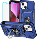 HNHYGETE for iPhone 13 Case with HD Screen Protector: [Military Grade 20ft. Drop Tested] Slide Camera Cover Ring Shockproof Protective Phone Case for - iPhone 13 (Blue) by HNHYGETE