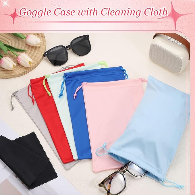 Ski Goggle Bag, Microfiber Bag with Cleaning Cloth Drawstring Pouch Soft Storage Sleeve Case Protection 1 Pcs & Black-Fitting for (Snow Swimming Goggle/Sunglasses/Camera) - Image 4