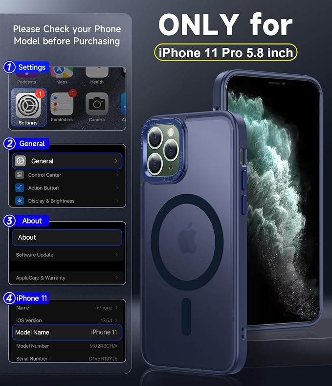 LeYi for iPhone-11-Pro Case Blue with Screen Protector X2 + Camera Cover X2[ MagSafe Compatible] Magnetic iPhone 11procase Military-Grade Protective Cases for iPhone 11Pro i Phone 11 Pro, Matte Blue - Image 6