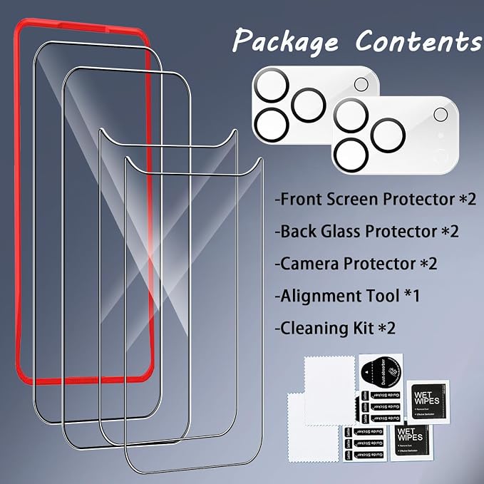 Front Screen and Back Protector for iPhone 17 ProMax +Camera Lens Protector | (2+2+2+1) 9H Hardness, Easy to Install with Alignment Tool,Anti-Fingerprint - Image 8