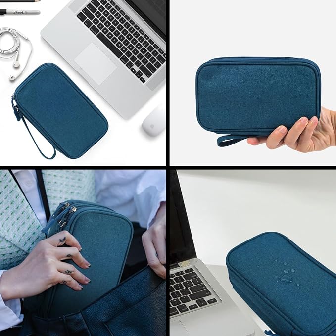 CAOODKDK Electronic Organizer Travel Cable Accessories Bag, Waterproof Electronic Organizer Case, Accessories Organizer Bag for Power Bank, Charging Cords, Chargers, USB Cable, Earphones (Dark Green) - Image 6