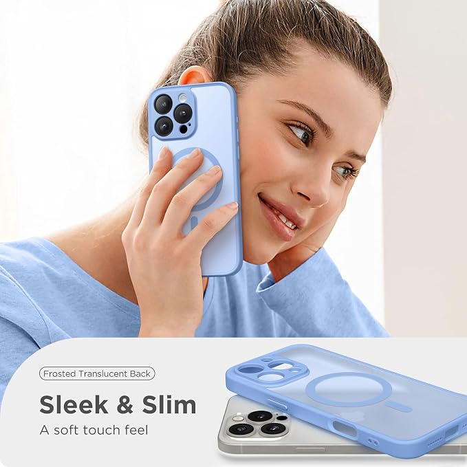CAPRARO for iPhone 16 Pro Max Case, Compatible with MagSafe | Upgraded [Full Camera Protection] Protective Translucent Matte Women Girl Magnetic Phone Case Cover, Snow Purple - Image 7