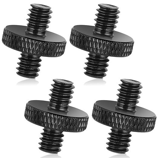 1/4" Male to 1/4" Male Tripod Screw, 4 PCS Standard Camera Cage Mount Threaded Light Stand Screw, Double Head Converter Precision Made for Shoulder Rig Stud Mounting Accessories by Mozeat+Lens