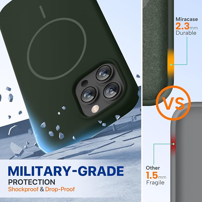 miracase Magnetic for iPhone 13 Pro Max Case, [Soft Anti-Scratch Microfiber Lining], Compatible with MagSafe, Liquid Silicone Shockproof Drop Protection Phone Case for 13 Pro Max, Dark Green - Image 3