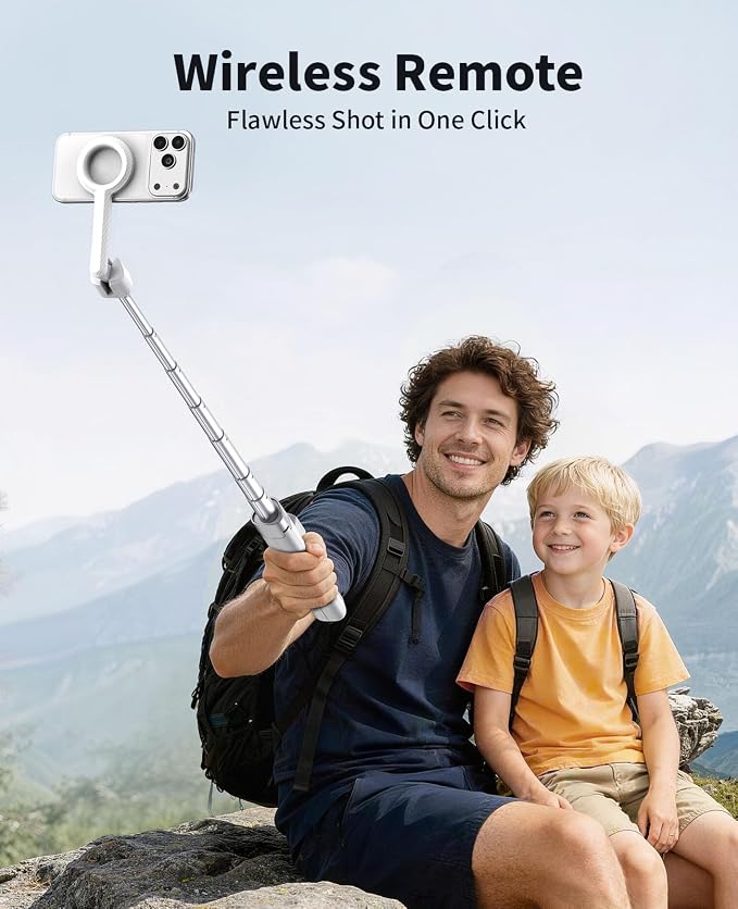 Magnetic Tripod for iPhone, Selfie Stick Tripod Mount Ring for Magsafe, 360° Rotatable Portable Travel Tripod Cell Phone Stand with Metal Ring & Remote, Compatible with iPhone Android, 60" - Image 7