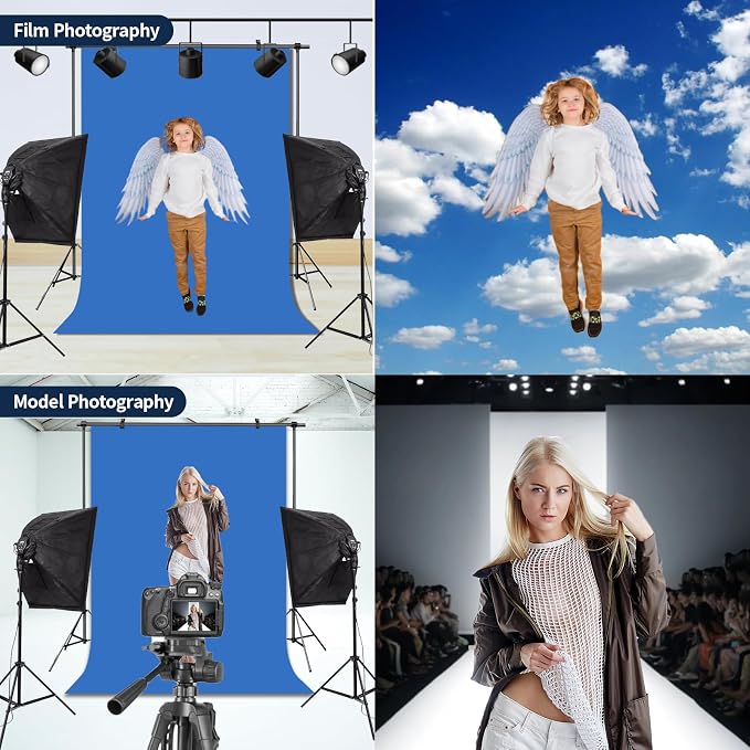 Blue Photo Backdrop for Photoshoot Solid Color Background 10x20 ft | Photography Studio Photobooth Curtain for Headshot, Homestudio, Portrait, Video, Meeting, Easy to Install, Washable Fabric - Image 3