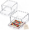 2 Pack Scalloped Acrylic Trays with Insert Drawer, 4" x 4" and 5" x 5" | Clear Display Trays for Needlepoint Inserts, Photos, Art, Fabric, Jewelry Organizer, Vanity and Home Office Desk Decor Gift by JOINPAYA