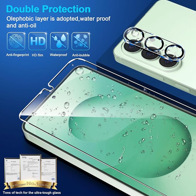 firtstnow 3 Pack for Samsung Galaxy S26 Plus Screen Protector Tempered Glass + 3 Pack Camera Lens Protector, Military Grade Shatterproof, 9H Hardness, Fingerprint Unlock, Case Friendly 6.7 Inch - Image 6