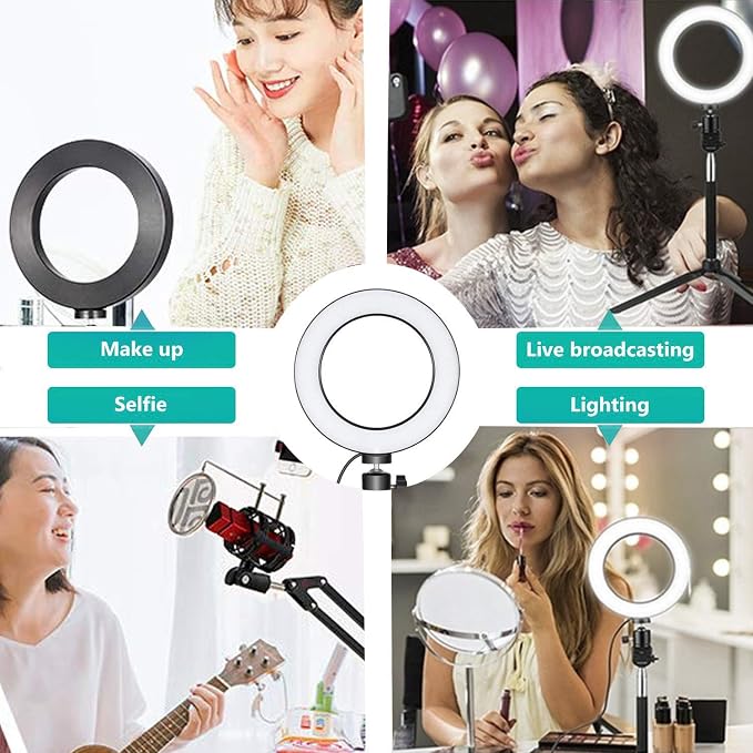 Ring Light OEBLD Dimmable with 3 Light Modes & 10 Brightness Level 360° Rotae LED Ring Fill Lights for Phone Live Stream Makeup YouTube Video Shooting (C(10'' Ring Light with Clip)) - Image 6
