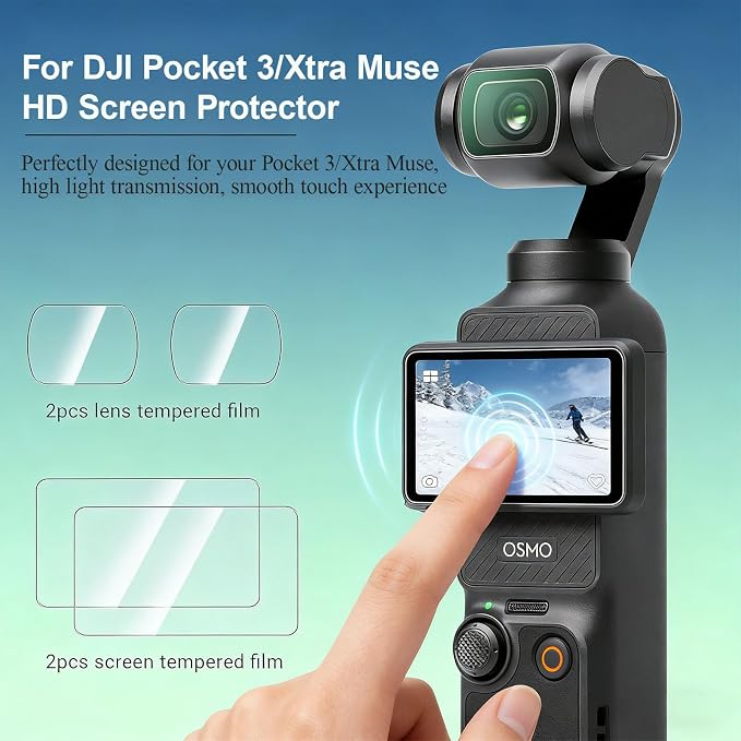 Case for DJI Osmo Pocket 3/Xtra Muse Camera, Soft Silicone Protective Case, Slim Fit Skin with mic Cover and Screen Protector Accessories for Osmo Pocket 3/Xtra Muse,Anti-Scratch (Grey) - Image 7
