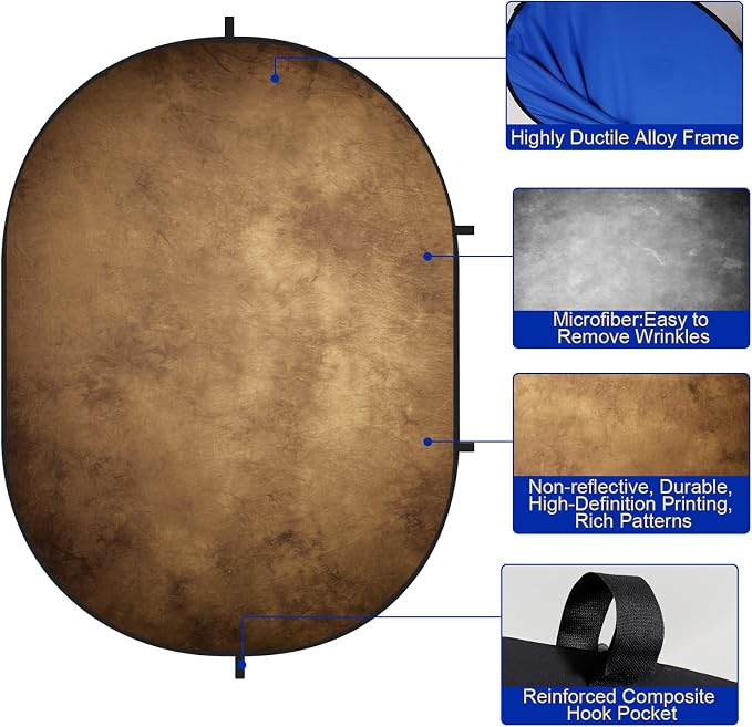 Kate Collapsible Backdrop Grey Brown Self Tape Backdrop 285 | Grey Brown Collapsible Backdrop 5'x6.5' Pop Up Backdrops,for Photography, YouTube Videos, and Live Streaming. - Image 3