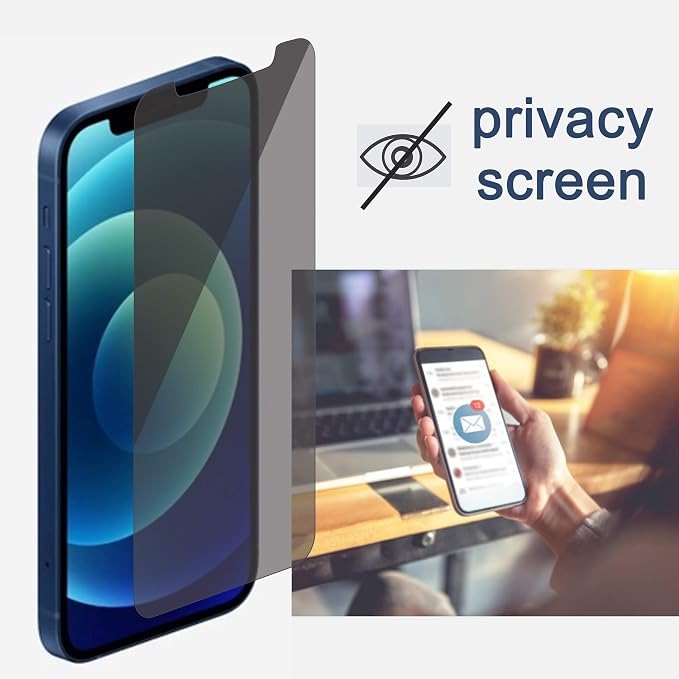 Ailun Privacy Screen Protector+Camera Lens Protector for iPhone 12 | 2+2 Pack, 6.1 inch, Anti Spy Private Tempered Glass Film, HD - Image 2
