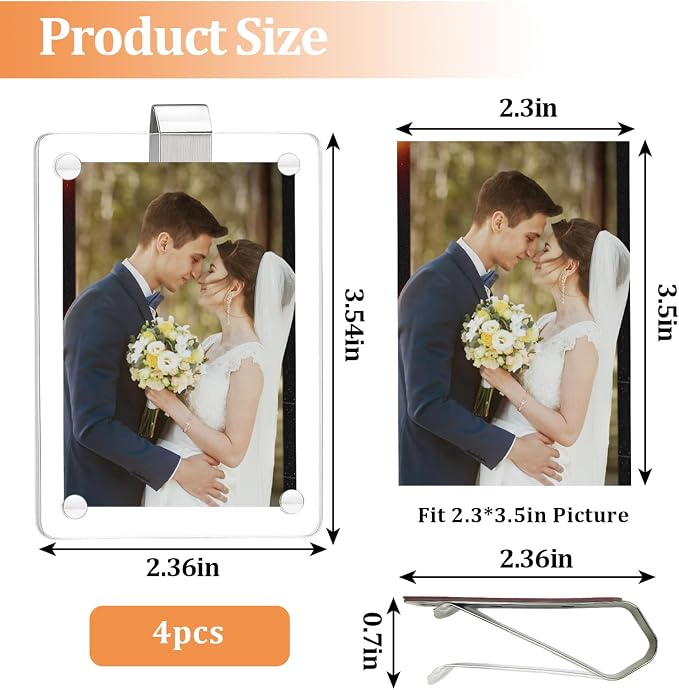 4 Pcs Car Picture Holder,Acrylic Magnetic Personalized Photo Holder,Personalized Picture Frame for Cars, Photo Car Visor Clip,Car Sun Visor Photo Holder - Image 5