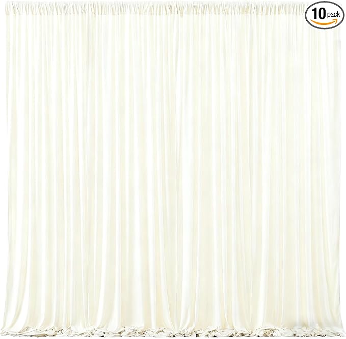 Beige Backdrop Curtains-Wrinkle-Free Polyester Photography Drapes Party Curtain Background for Baby Shower Wedding Decorations- 40 X10FT (Beige) by WishCare