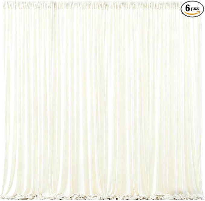 Beige Backdrop Curtains-Wrinkle-Free Polyester Photography Drapes Party Curtain Background for Baby Shower Wedding Decorations- 24 X10FT (Beige) by WishCare