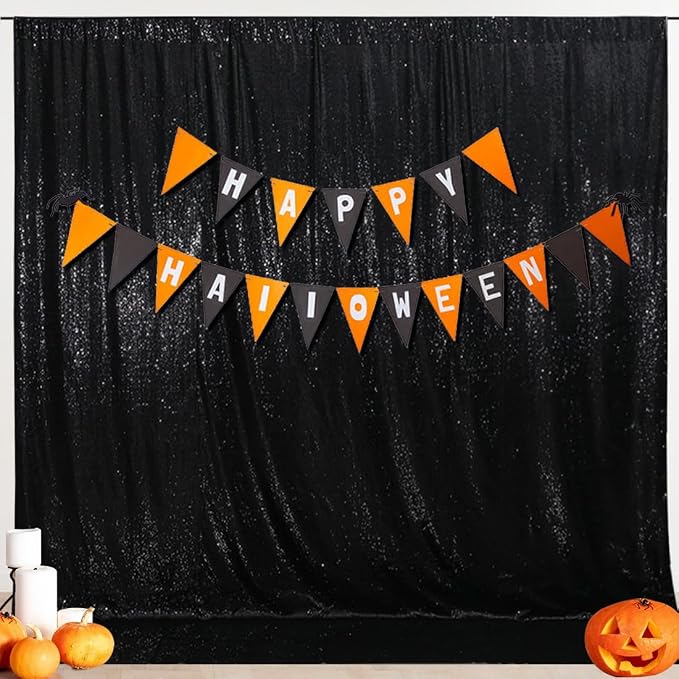 SquarePie 6x8ft Black Sequin Backdrop, High Density Non-Transparent Glitter Curtain for Photography, Birthday, Wedding Party Decorations, Thick Solid Background with 4" Rod Pocket, 1 Panel - Image 8
