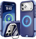 Follaroma Magnetic for iPhone 17 Pro Case with Camera Stand, Blue-Purple | Built-in Glass Camera Cover Stand,Compatible with MagSafe,Heavy Duty Shockproof Protective,Military-Grade Anti-DropDual Case by Follaroma