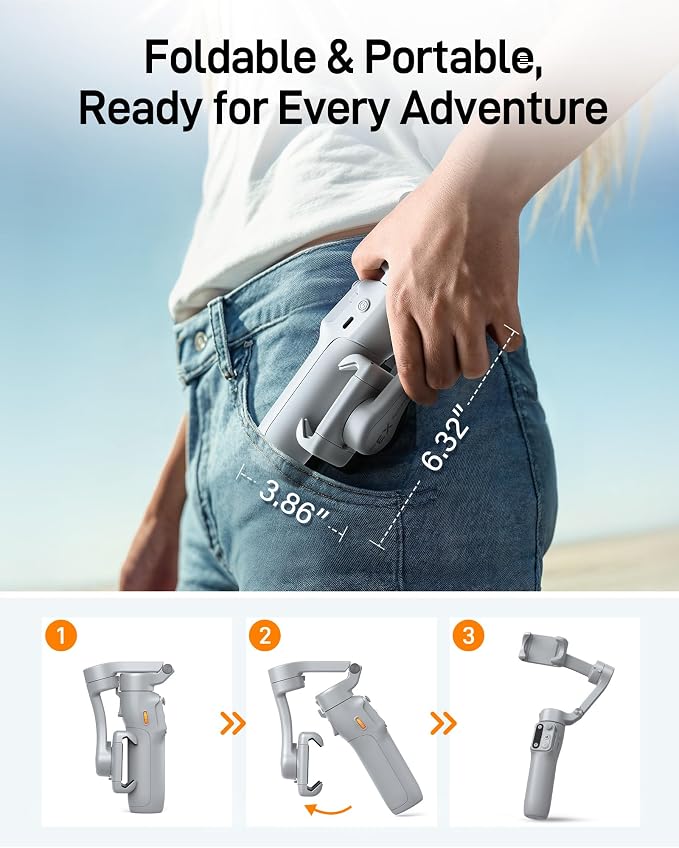 hohem iSteady X3 SE Foldable Phone Gimbal with Detachable Remote, Gray | Detachable Remote, iSteady 8.0, Foldable 0.79lb Design, Hohem Joy App, 11H Battery, 0.66lb Payload for Vlogs - Image 9