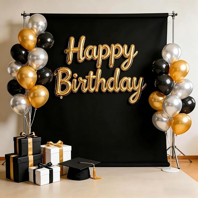 10 x 8 FT Black Backdrop for Photography, Polyester Fabric Background | Pure Black Photo Backdrop Curtain, Collapsible Seamless Screen for Photoshoot Portraits, Party, Video Studio - Image 2