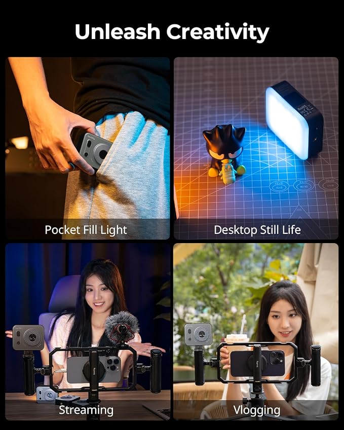 SMALLRIG P96 Pro Mini LED Video Light, Portable Photography Camera Light | Bi-Color 2500-6500K CRI95+, 1500mAh, LCD Screen, 5 Effects, Cold Shoe Fill Light Accessories for Content Creator, Streaming - Image 6