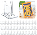 12 Pack Acrylic Book Stand for Display Adjustable, 5.91in H | Clear Display Holder Easel Collector Stand for Home Office, Back to School Comic Album CD Magazine Postcard Artworks by Memorywuu