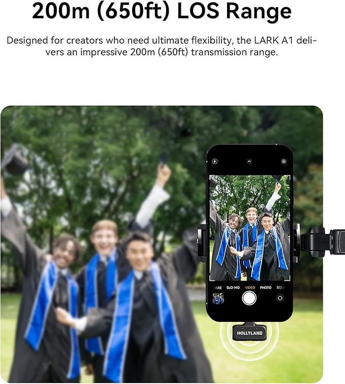 Hollyland Lark A1 Wireless Mini Microphone for iPhone & Android, 48kHz/24-bit, 3-Level Intelligent Noise Cancel, Microphone for YouTube, Podcast, Vlogging (Black, 2TX + 2RX + Charging Case) - Image 6